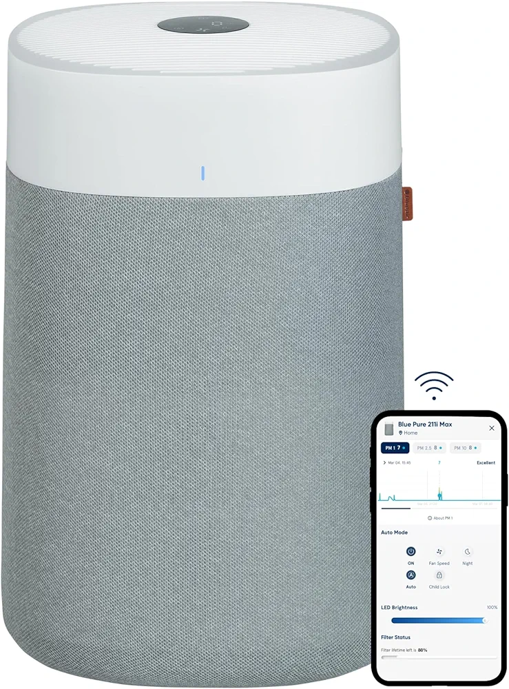 BLUEAIR Air Purifiers for Large Rooms, Cleans 3,048 Sqft In One Hour, HEPASilent Smart Air Cleaner For Home, Pets, Allergies, Virus, Dust, Mold, Smoke - Blue Pure 211i Max