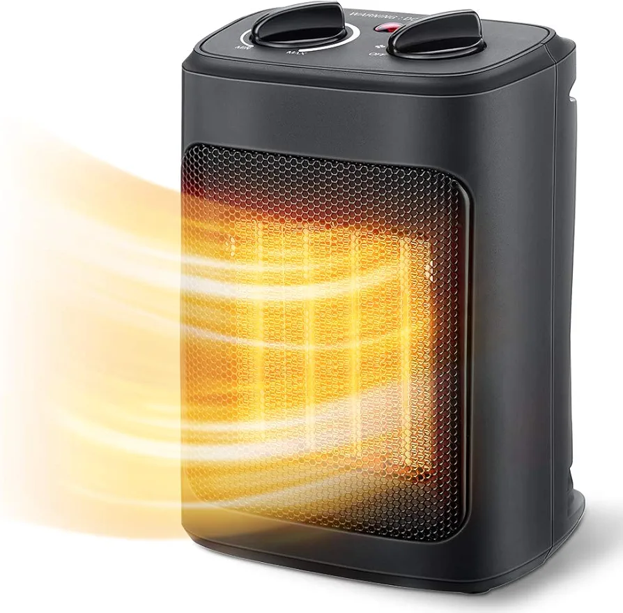 Space Heater, 1500W Electric Heaters Indoor Portable with Thermostat, PTC Fast Heating Ceramic Room Small Heater with Heating and Fan Modes for Bedroom, Office and Indoor Use