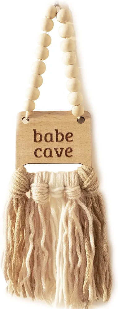 Decocove Babe Cave Sign - Wood Bead Garland - Boho Nursery Wall Decor for Girls and Boys - Neutral Home Decor - Baby Decor for Nursery - Door Sign for Toddler Room