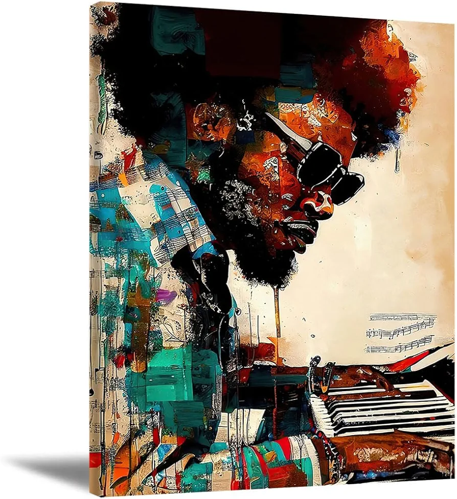 OneSheep Shop Piano Man Black Men Wall Art Black Art Paintings For Wall Modern Home Decoration Black Artist Wall Art Black Art Poster African American Wall Art For Living Room