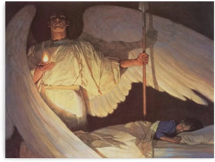 Thomas Blackshear The Night Watch Art Print Guardian Angel Holy Fire Sleeping Children Wall Art Paintings Canvas Wall Decor Home Decor Living Room Decor Aesthetic Prints 12x16inch(30x40cm) Unframe-st