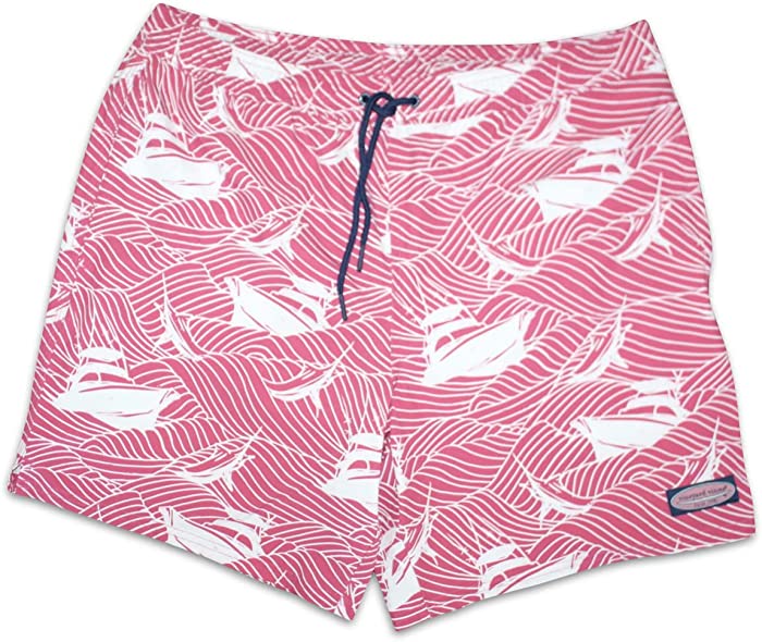 vineyard vines Men's Chappy Performance 7" Swim Trunks Mens Medium Shorts Sailors Red Water