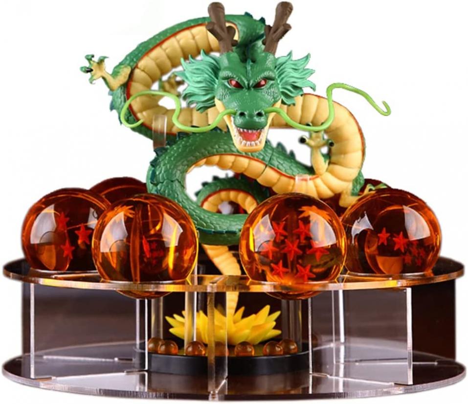 NEBAISEN Action Shenron Figures Set 1pcs 15cm Shenlong +7pcs 3.5cm Balls+1pcs Shelf for Birthday Holiday