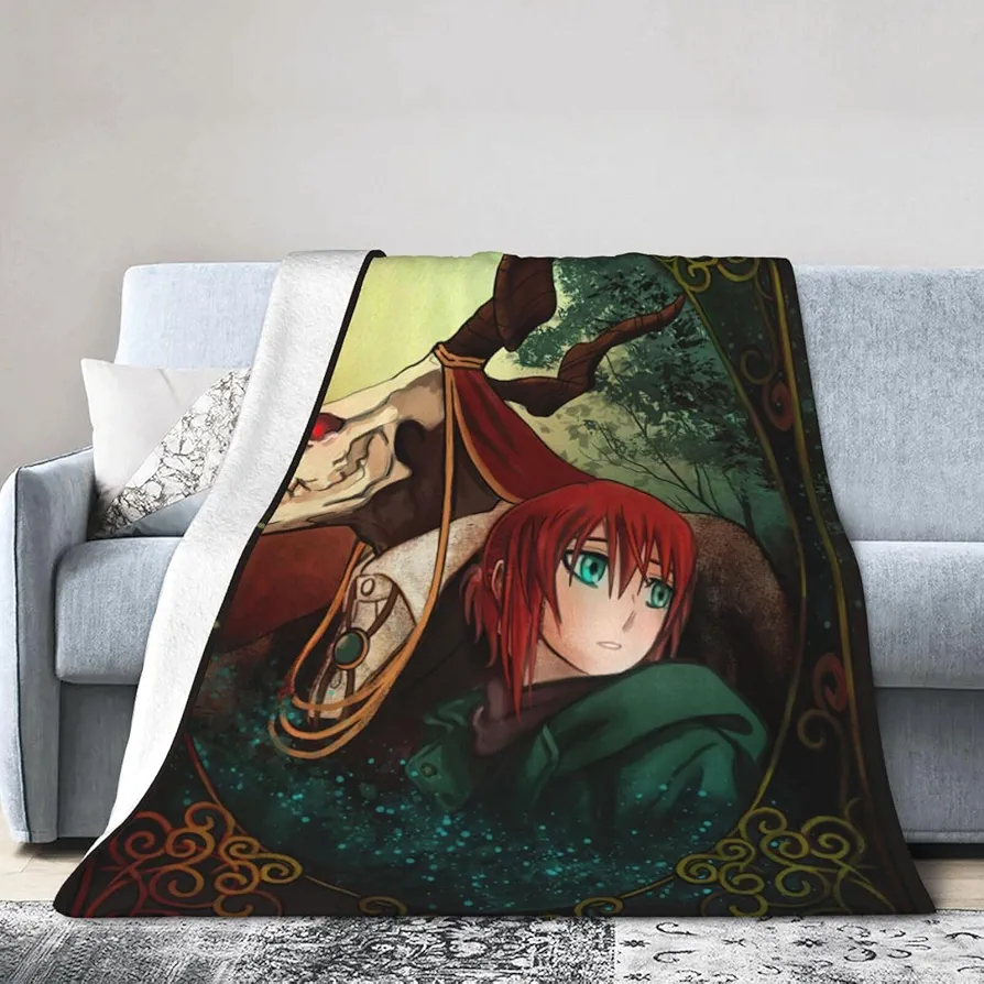 Manga The Ancient Magus' Bride Throw Blanket Cozy Ultra-Soft Micro Fleece Lightweight Blanket for Sofa Bedroom Living Room 50"X40"