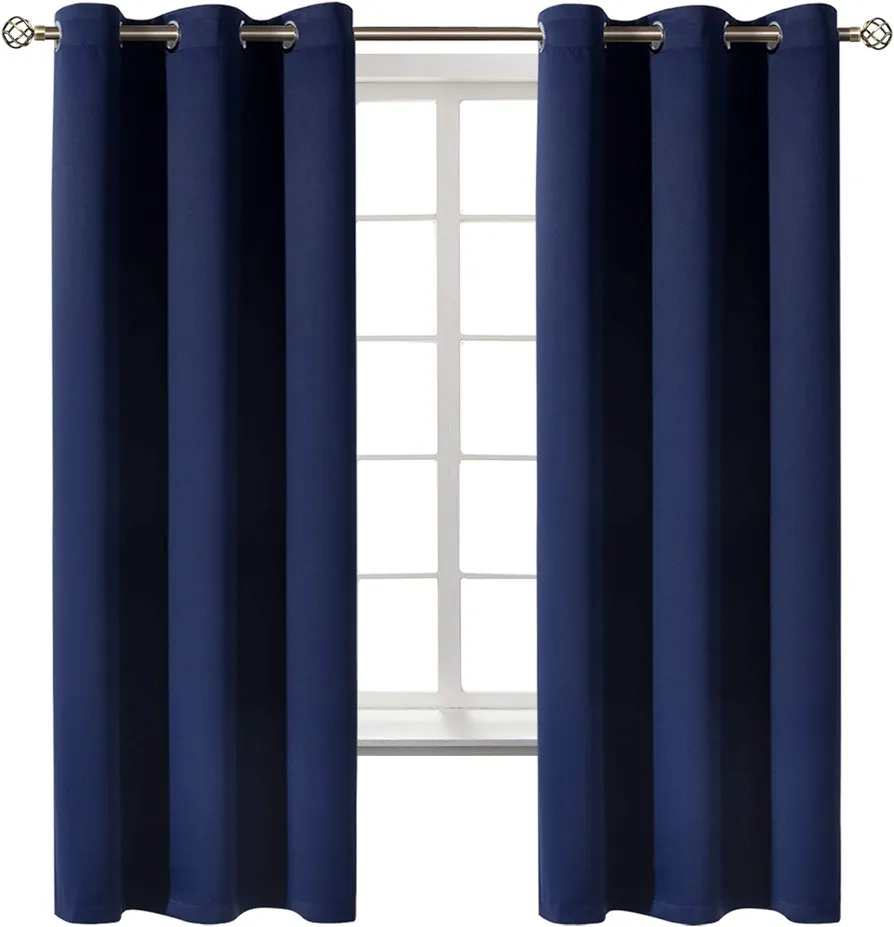 BGment Blackout Curtains for Bedroom - Grommet Thermal Insulated Room Darkening Curtains for Living Room, Set of 2 Panels (42 x 63 Inch, Navy Blue)