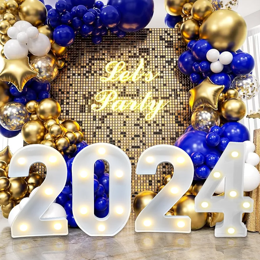 8pcs 2024 Graduation Party Decorations Grad 2024 Light Up Numbers, Grad Marquee Letters for Graduation Room Décor Kindergarten Preschool High School College Graduation Decorations