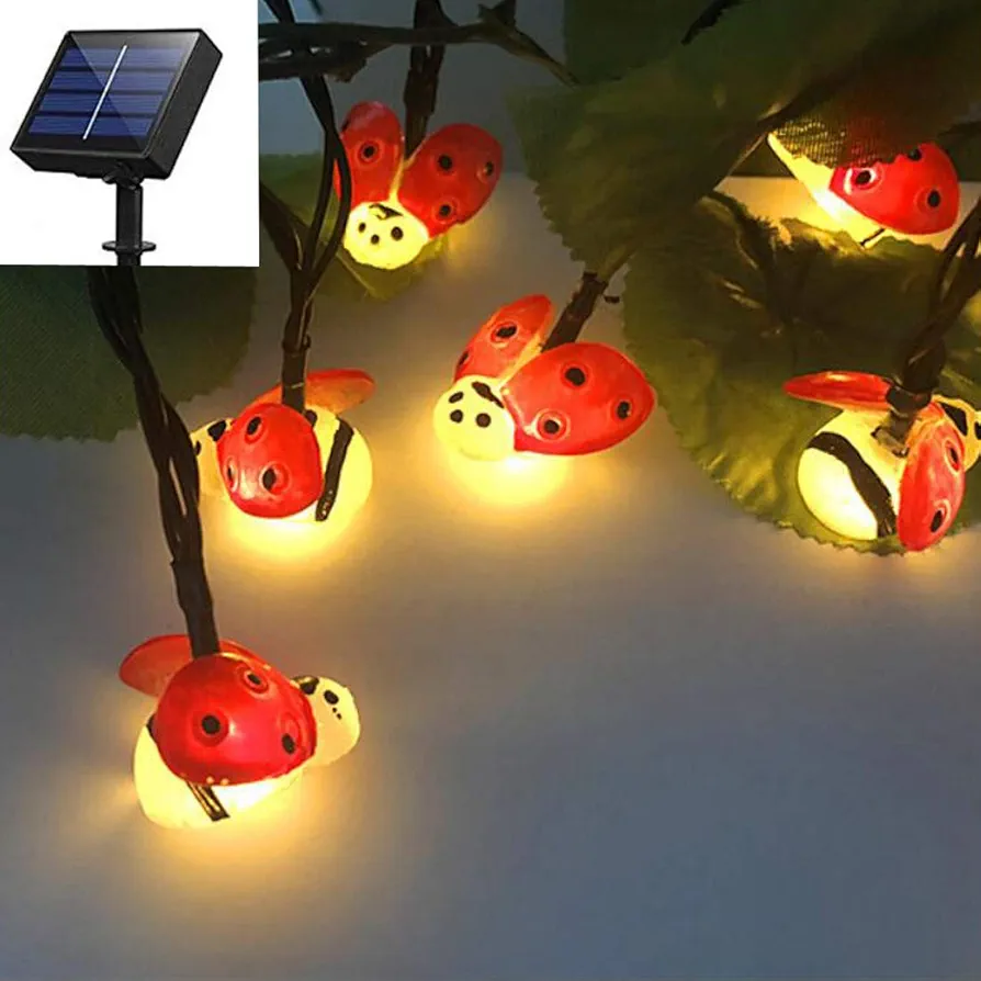 Solar Ladybugs Fairy String Lights,21Ft 30 LEDs Solar Powered Best Decoration Lights for Party,Wedding,Bedroom,Library,Study,Room,Home