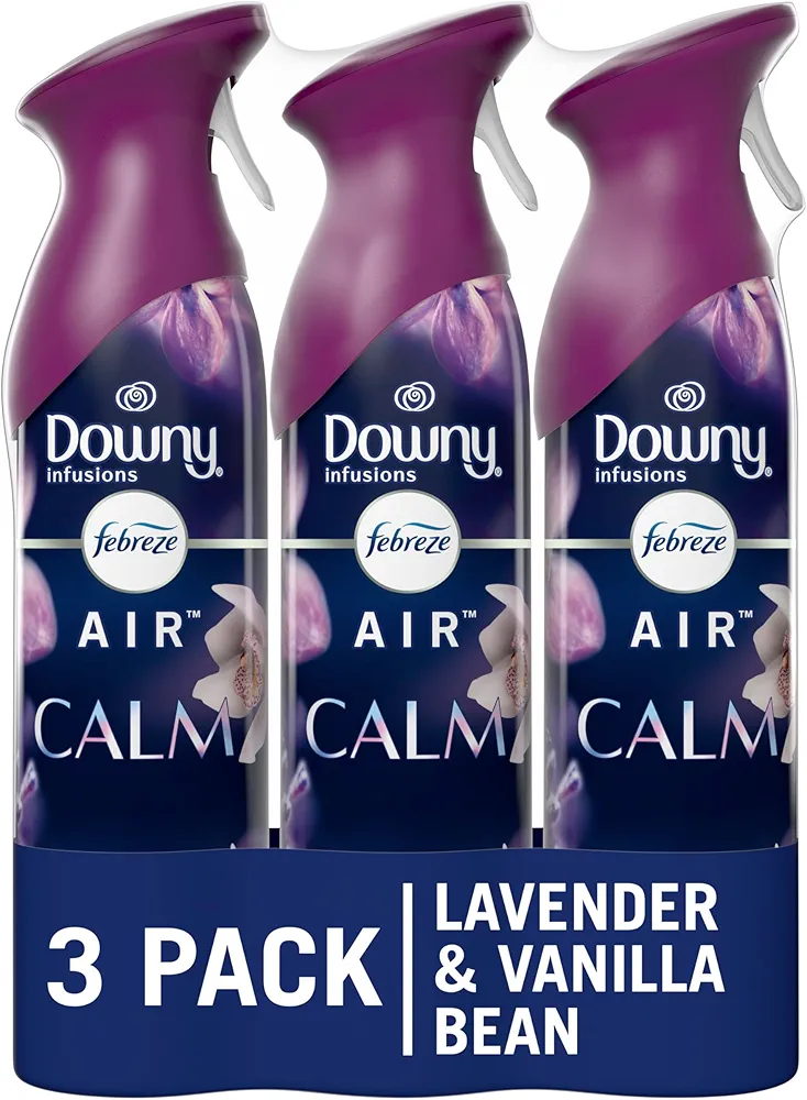 Febreze Air Mist Odor-Fighting Air Freshener Downy Calm, 8.8 oz. Aerosol Can, 3 pack