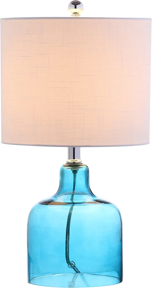 JONATHAN Y JYL1027A Gemma 19" Glass Bell LED Table Lamp, Coastal, Cottage, Transitional, Modern, Office, Living Room, Family Room, Dining Room, Bedroom, Hallway, Foyer, Moroccan Blue