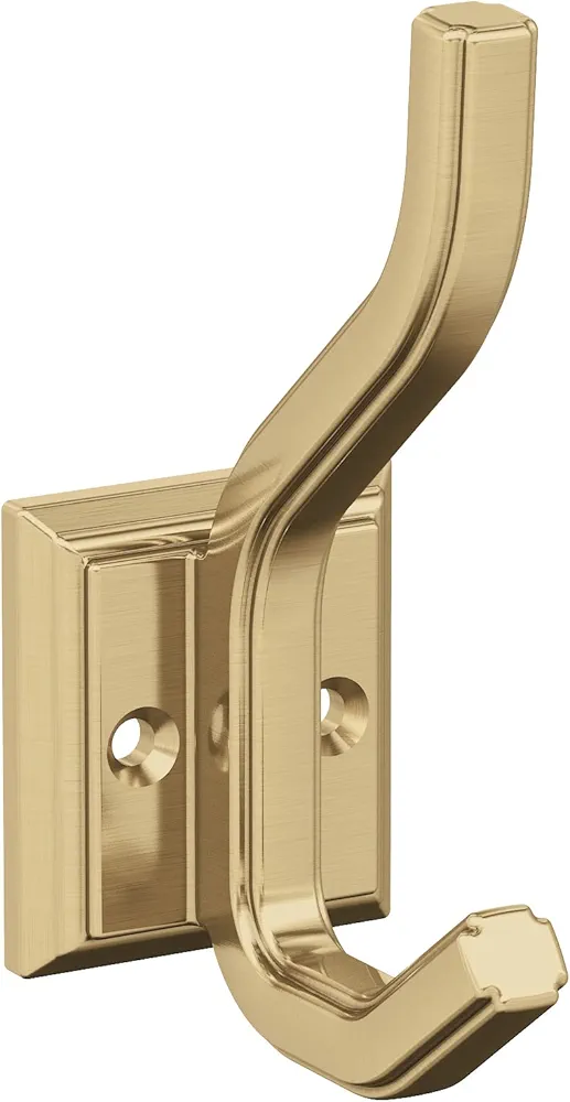 Amerock H37005CZ | Aliso Double Prong Decorative Wall Hook | Champagne Bronze Hook for Coats, Hats, Backpacks, Bags | Hooks for Bathroom, Bedroom, Closet, Entryway, Laundry Room, Office