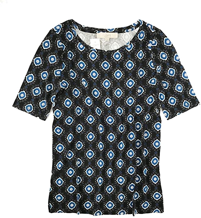 Ann Taylor LOFT Women's Medallion Elbow Sleeve Rayon Jersey Tee