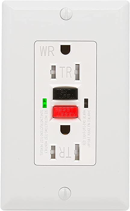 ANKO GFCI Outlet 15 Amp, UL Listed, Tamper-Resistant, Weather Resistant Receptacle, LED Indicator with Decor Wall Plates and Screws, Indoor or Outdoor Use