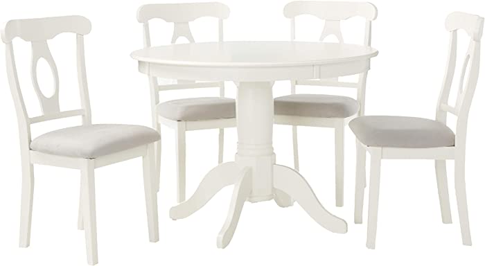 Angel Line 5 Piece Lindsey Dining Set, White/Gray