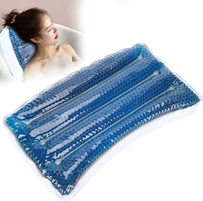 Bath Pillow, Non-Slip Bathtub Spa Pillow with 2 Extra‑Strong Suction Cups, Comfortable Quick Dry Bathtub Pilow for Alleviating Fatigue and Stress