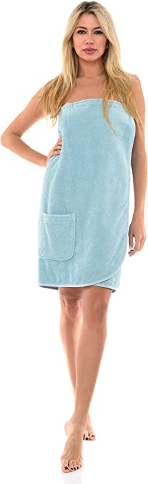 TowelSelections Women's Wrap Adjustable Cotton Terry Spa Shower Bath Gym Cover Up