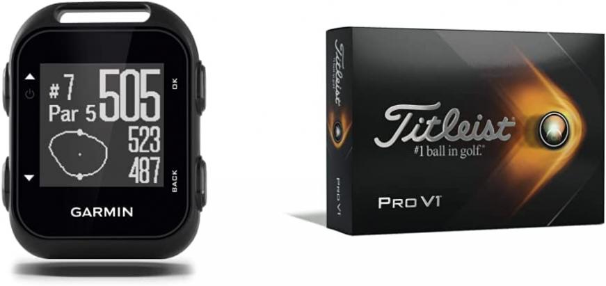 Garmin Approach G10, Compact and Handheld Golf GPS with 1.3-inch Display, Black & Titleist Pro V1 Golf Balls