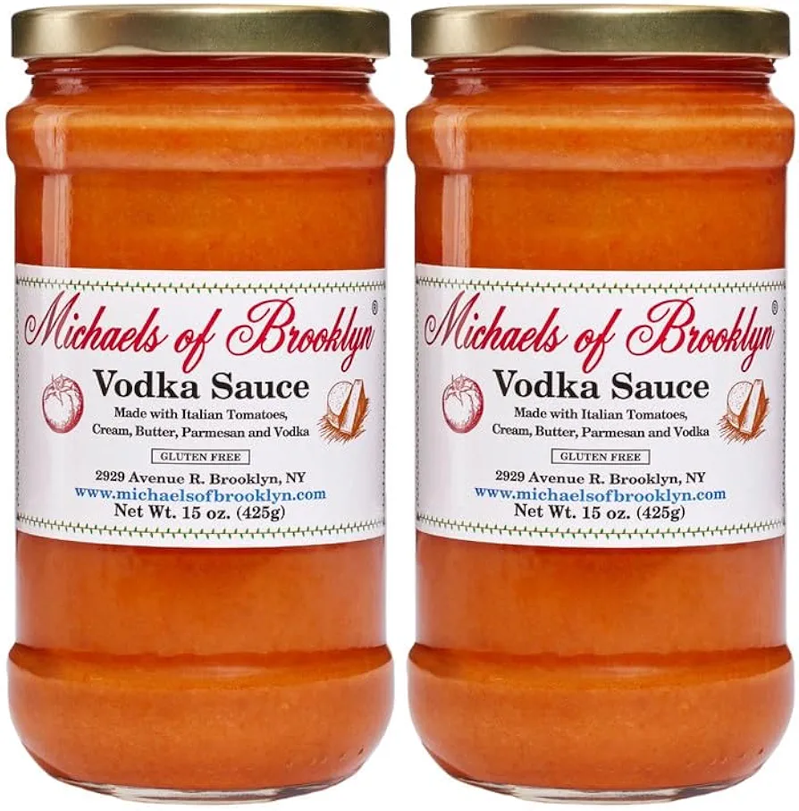 MICHAEL'S OF BROOKLYN Creamy Vodka Sauce Made with Italian Tomatoes, Cream & Butter, Non GMO & Gluten Free, Gourmet Quality for Perfect Pure Italian Pasta Sauce - 16 oz (Pack of 2)