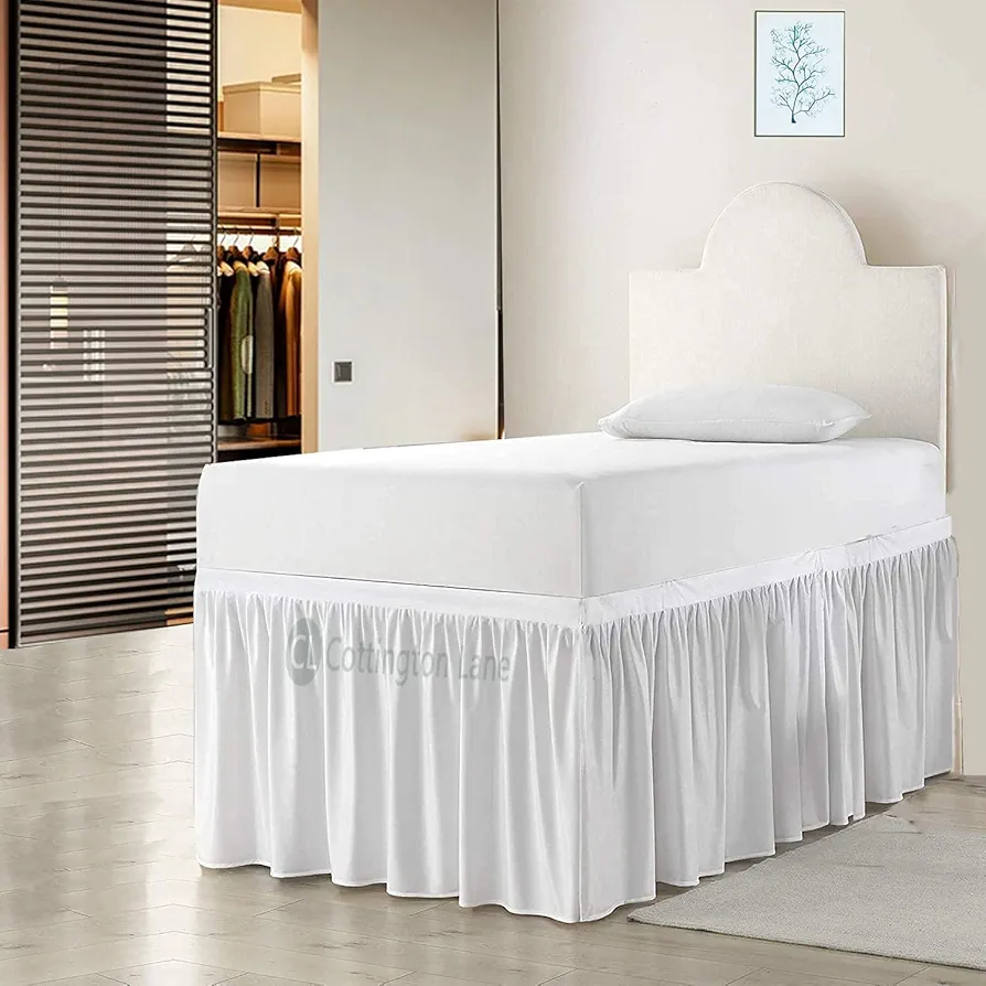 College Dorm Bed Skirt-Extra Long Dorm Room Bed Skirt-Dorm Room Bed Skirt Twin XL-College Dorm Bed Skirt 36 Inch Drop-100% Microfiber Bed Skirt-White Dorm Bed Skirt(Twin XL/36 Drop)