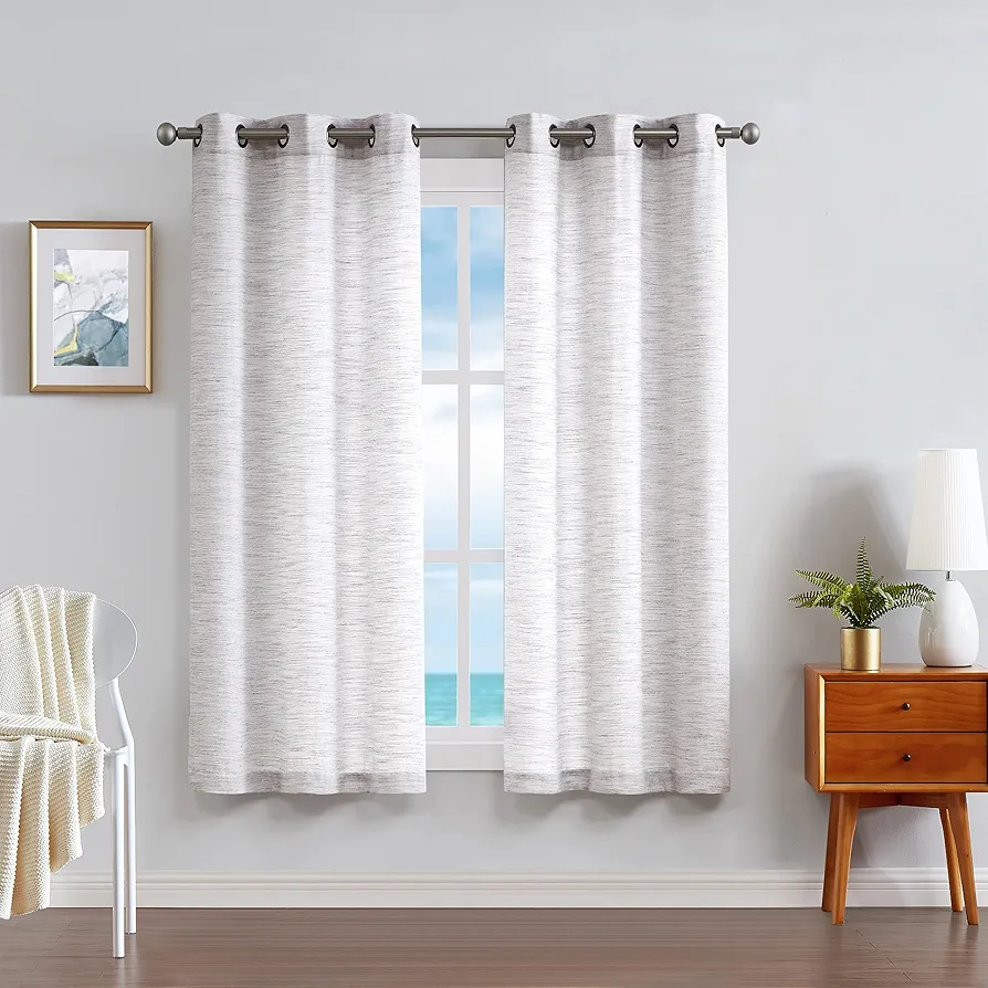 Nautica – Julius | Light Filtering Textured Curtains Window Treatment Drapes Panel Pair | Set of 2 | Light Filtering Drapes | Measures 38” x 63” | Grey