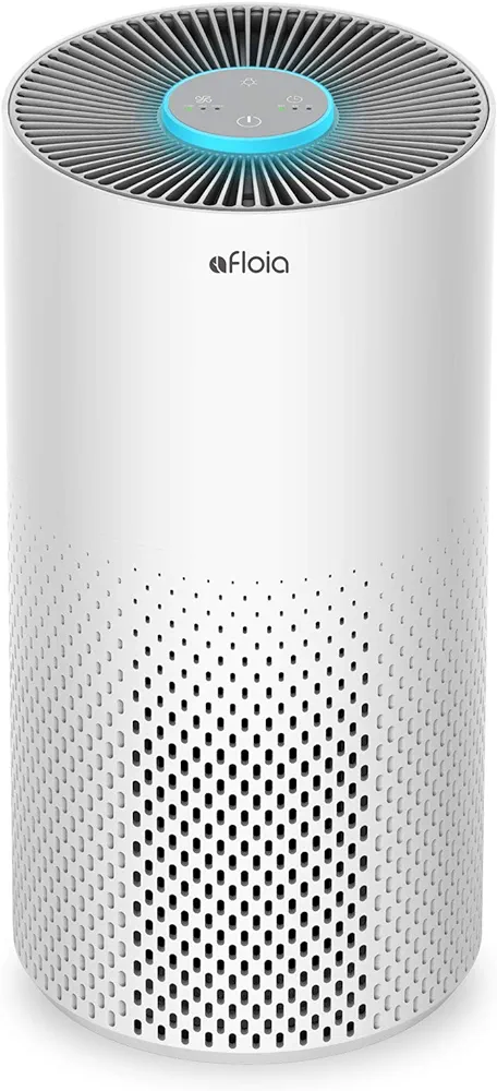 Afloia Air Purifiers for Home Bedroom Large Room Up to 1076 Ft², True HEPA Filter Air Purifier for Pets Dust Pollen Allergies Dander Mold Odor Smoke, 22dB&7 Color Light, Kilo White