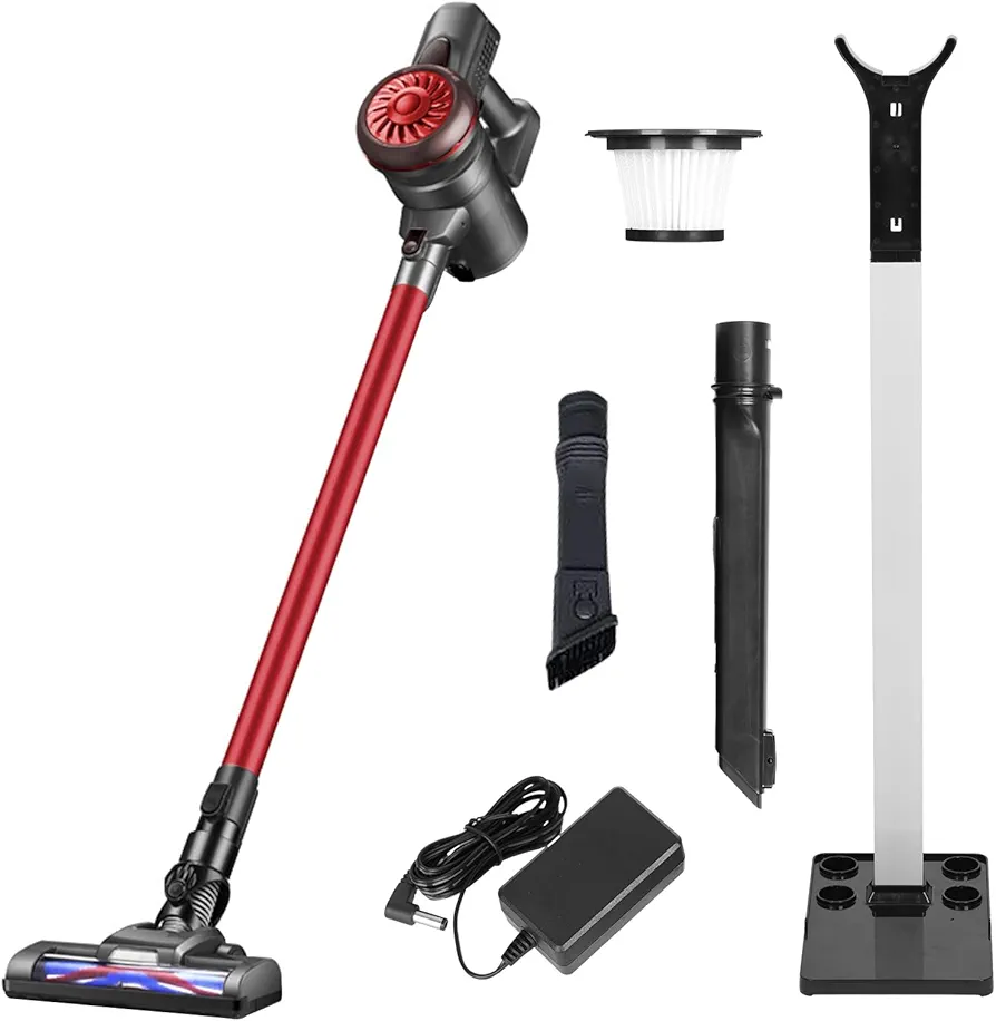 Cordless Vacuum Cleaner Rechargeable,15KPA 140W Powerful Lightweight Vacuum Cleaner[Up to 55min Runtime] with Anti-entangle Floor Brush for Pet Hair Hard Floor Carpet Stair Dorm from USA Fas