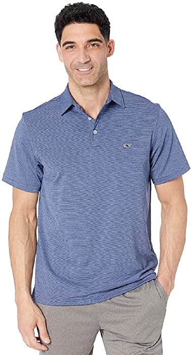 vineyard vines Men's St. Jean Short Sleeve Stripe Sankaty Polo