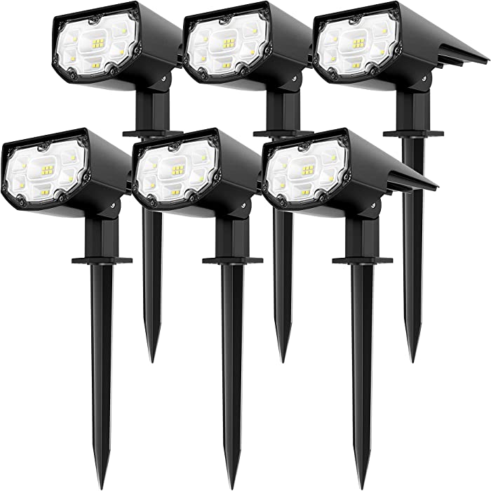 Bright Solar Landscape Spotlights, IP68 Waterproof Solar Outdoor Spot Lights 2-in-1 Wireless Solar Landscape Lights for Yard Garden Flag Pool Patio Driveway Porch Walkway 6 Pack Cold White