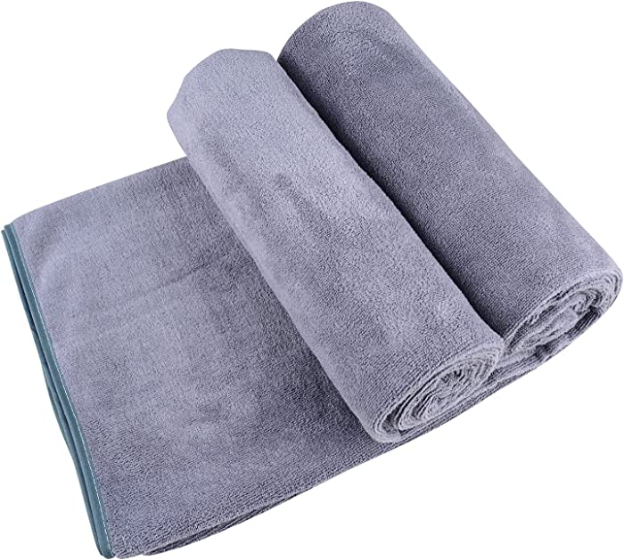 Microfiber Bath Towel Quick Drying Super Soft Absorbent Large Big Bath Sheet 2 Pack (30 x 60 Inch) for Body Bathroom Sports Travel Outdoor (Grey, 2PCS)