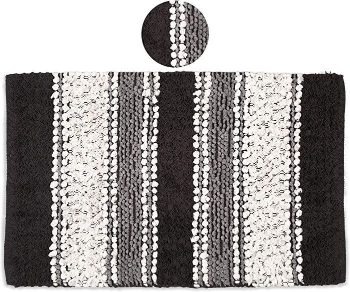 Chenille Bath Rugs Extra Soft and Absorbent,Bath Rugs for Tub Bathroom Shower Mat,Machine-Washable Durable Thick Area Rugs 20" x 32" Charcoal,Unique for Bedroom, Living Room, Kitchen,Nursery and More