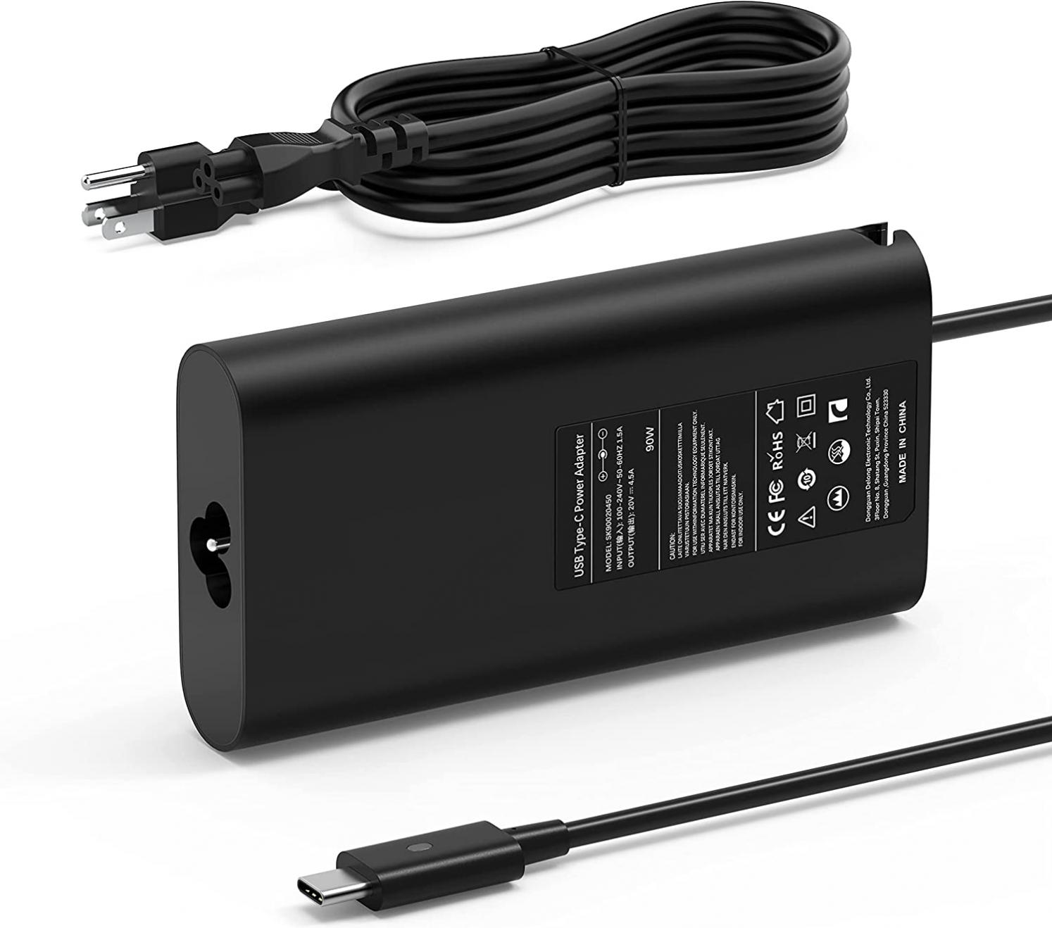 90W USB C Laptops Charger for Dell XPS 13 9365 9360 9370 Latitude7420 7320 7390 Latitude 3400,3500, 5289,5300 2in1 Adapter Type USB-C Charing Include Power Cord