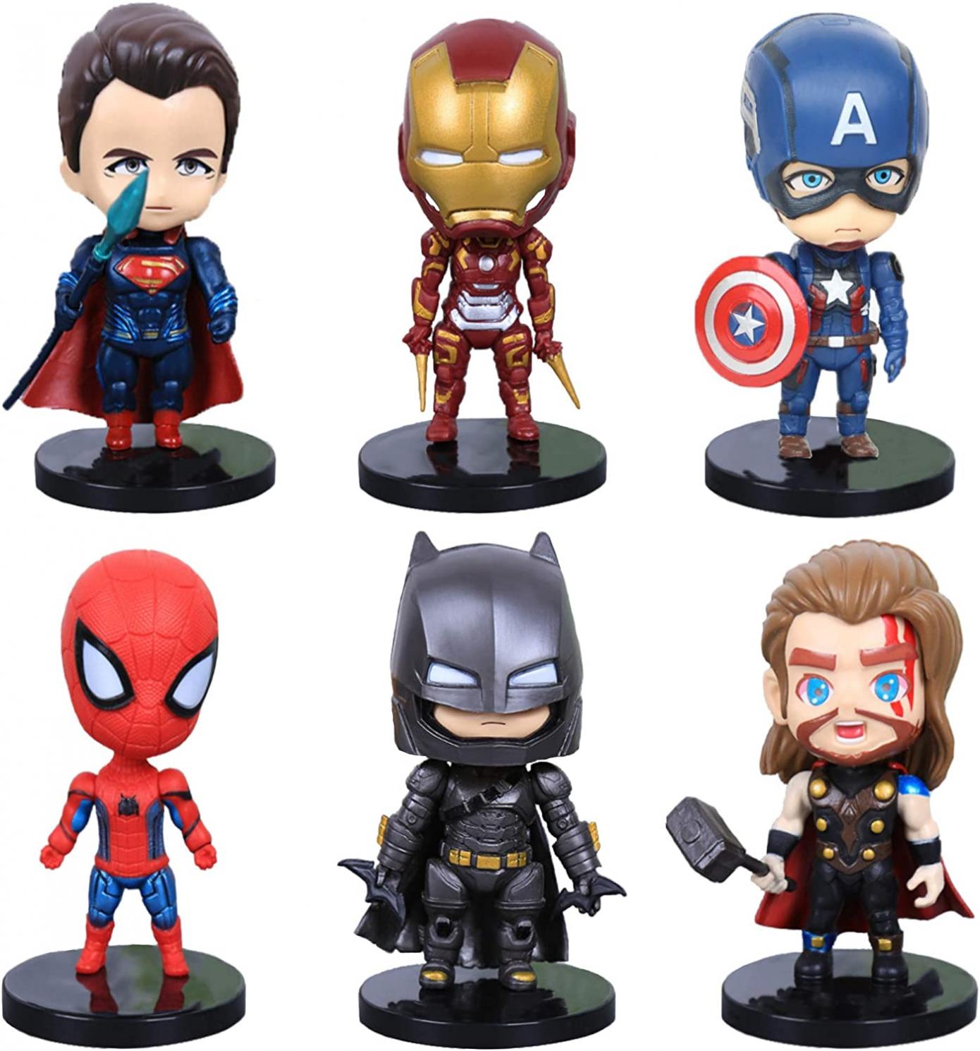 6 Pcs Superhero Action Figures Sets for Kids,PVC Figure Toy Dolls–Super Hero Cake Toppers