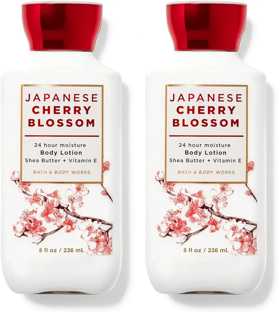 Bath & Body Works Japanese Cherry Blossom Body Lotion Shea Butter + Vitamin E 8.0 Oz (Pack of 2)