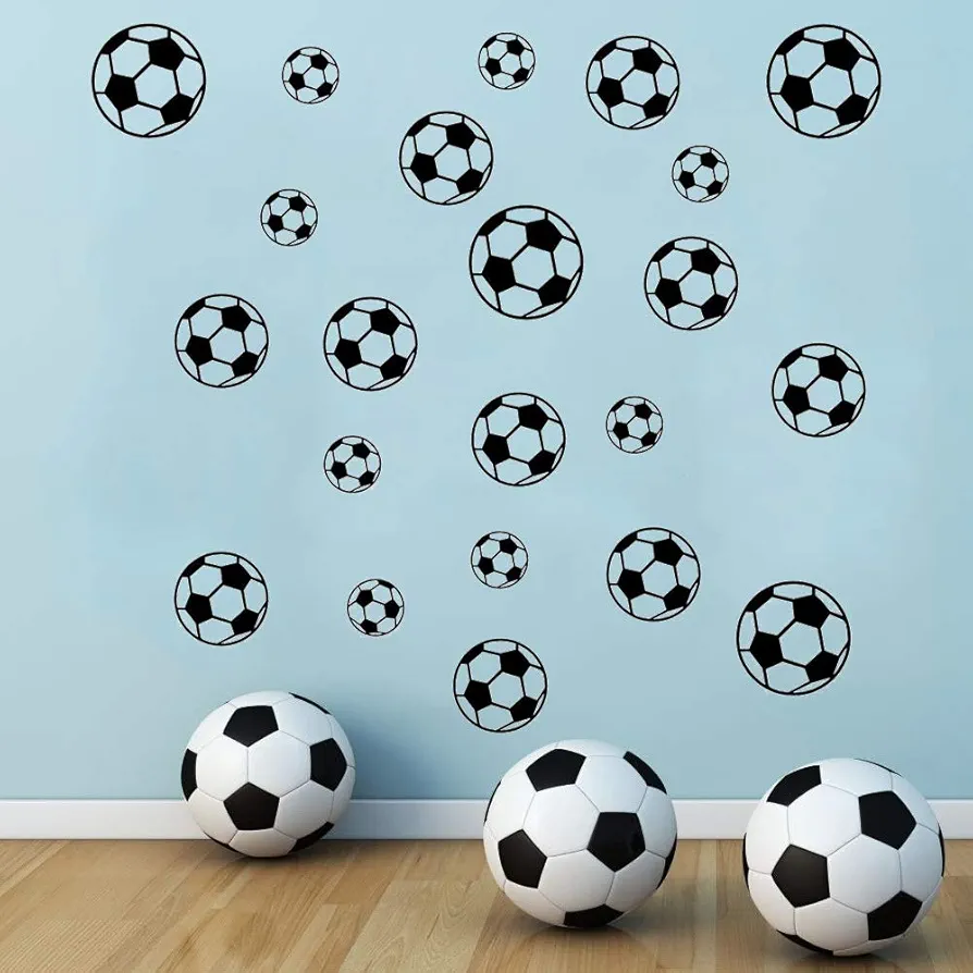 SITAKE 43 Pcs Soccer Stickers, Kids Soccer Ball Stickers Decals for Kids Room, Football Wall Decal Sticker Vinyl Art DIY Sticker for Boys Bedroom Playroom Living Room Window Door Decoration