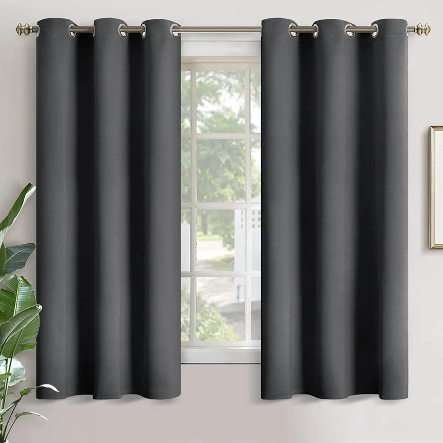 YoungsTex Blackout Curtains for Bedroom 63 Inch Long - Grommet Insulated Curtains Light Blocking Room Darkening Window Drapes for Basement Office Kids, 2 Panels, 42 x 63 Inch, Dark Grey