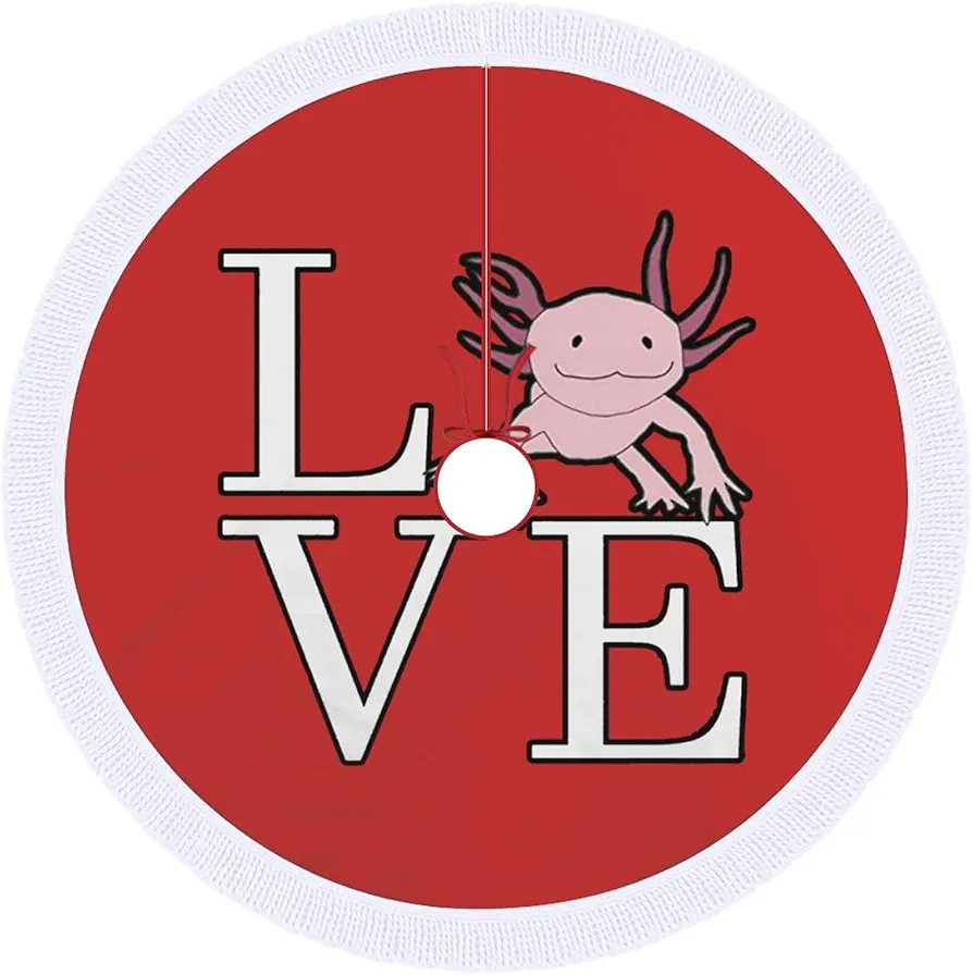 Funny Axolotl Love Axolotl Christmas Tree Skirt Mat Party Decorations Indoor Outdoor Living Room Home Decor 30"x30"