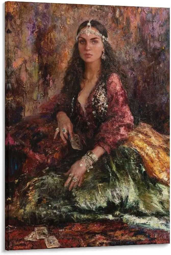 Vintage Poster Gypsy Woman Canvas Printed Poster Wall Art Deco Canvas Wall Art Prints for Wall Decor Room Decor Bedroom Decor Gifts Posters 24x36inch(60x90cm) Frame-style