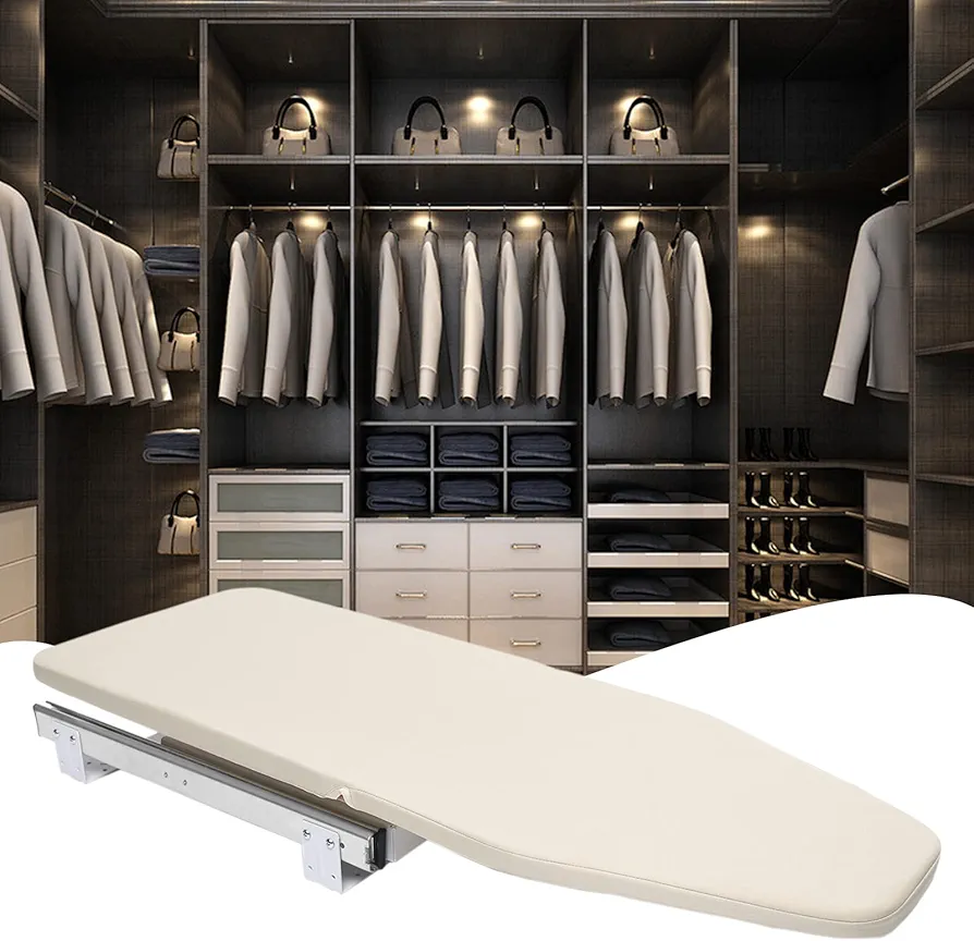 Foldable Ironing Board Closet Pull-Out Ironing Board,Retractable Ironing Board 180 Degree Rotation Foldable Ironing Station for Small Spaces, Laundry Room,Home