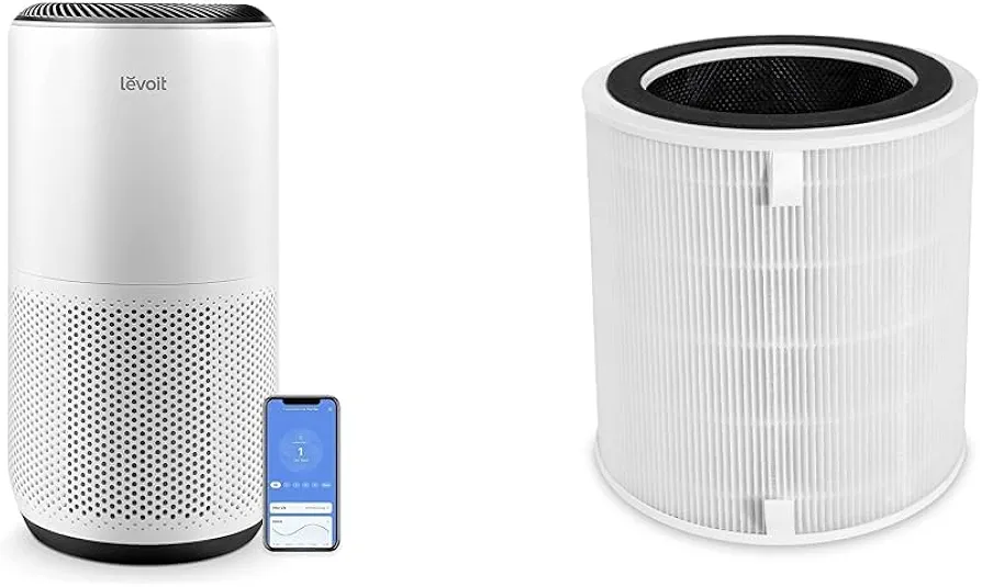 LEVOIT Air Purifiers for Home Large Room Up to 1980 Ft² in 1 Hr With Air Quality Monitor & LV-H135 Air Purifier Replacement Filter