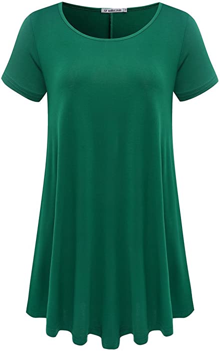 JollieLovin Women's Short Sleeve Loose Fit Flare Hem T Shirt Tunic Top