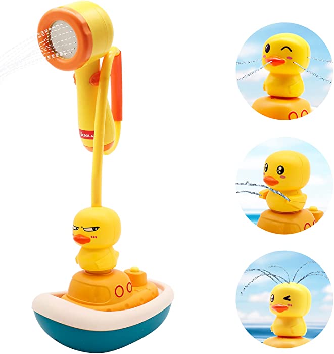 Talosmile Rubber Ducks Baby Bath Toys, Bath Toys for Toddlers 1-3 with 3 Different Spraying Duck and 1 Duck Shower Head for Bath, Floating Bathtub Toys with Sucker, Toddler Bath Toys, Kids Bath Toys