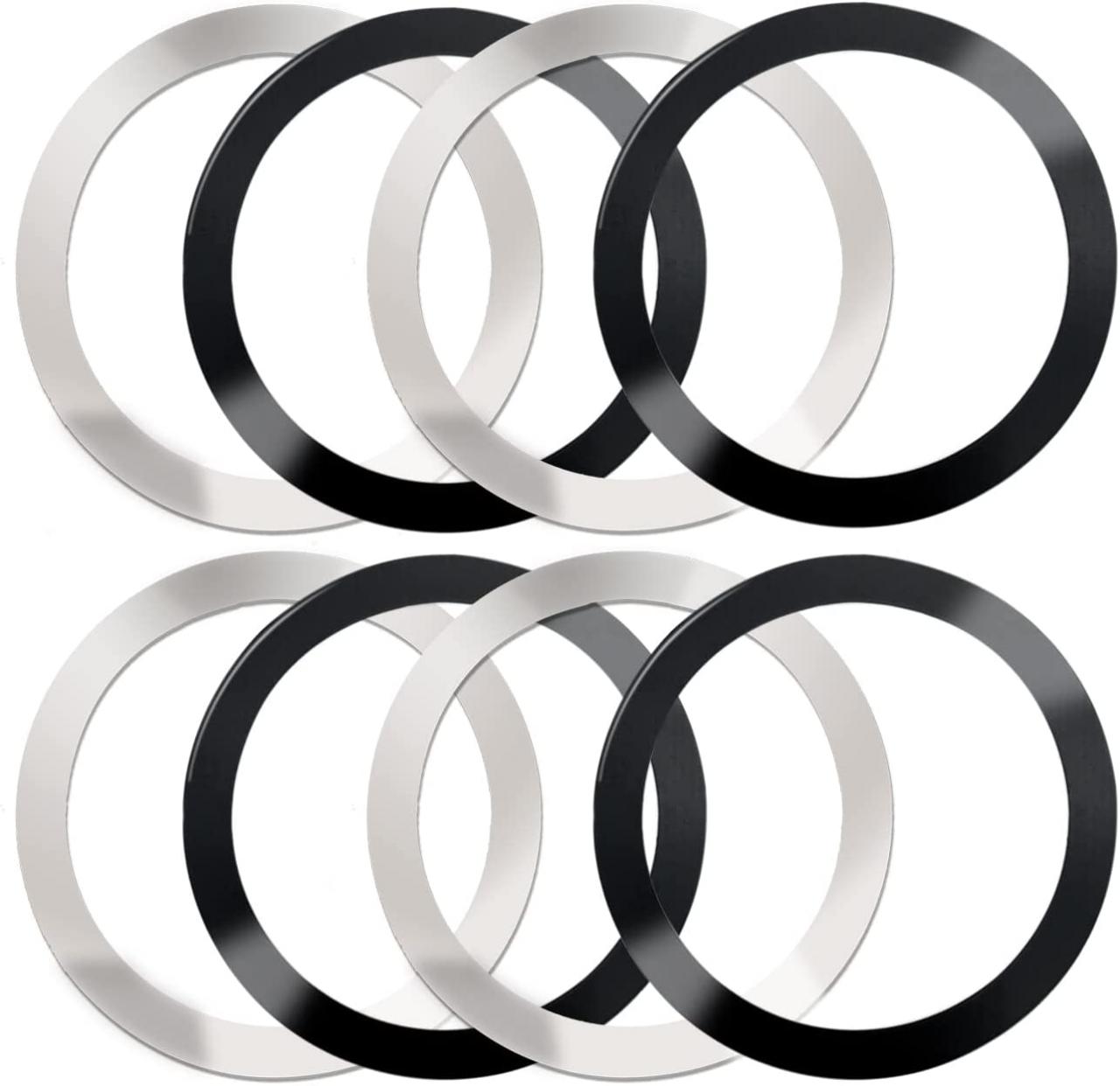 8 Pcs Universal Metal Rings Sticker Compatible for Magsafe Magnetic Wireless Charger iPhone 13 12 Pro Mini Max Samsung Galaxy, Ultra-Thin Car Charger Conversion Accessories,2 Colors