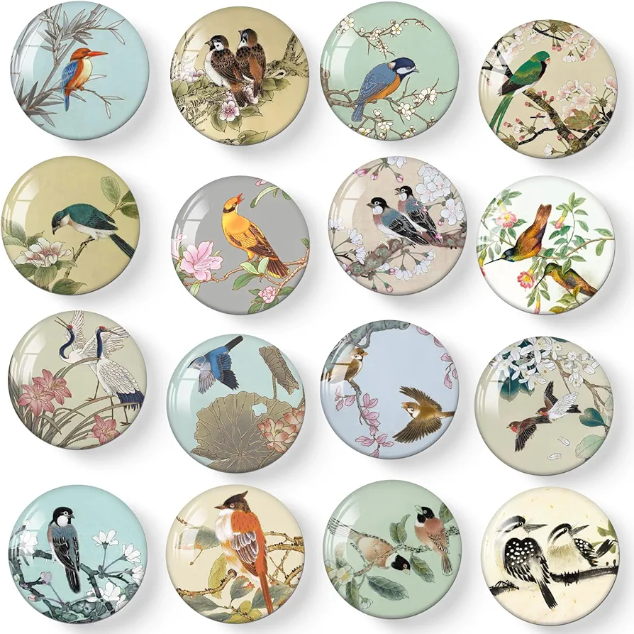 MORCART 16PCS Bird Fridge Magnets, Cute Decoration for Refrigerator Locker Whiteboard Decorative Magnetic Board Cabinets Classroom Office Cubicle