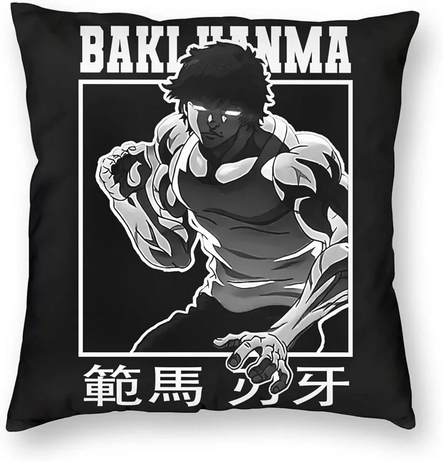 Anime Baki The Grappler Baki Hanma Throw Pillow Cases Dorm Decor for Bedroom Living Room 20"X20"