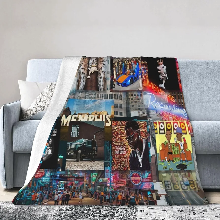 Young Rapper Dolph Singer Collage Blanket Flannel Soft Throw Blankets Sofa Bed Blanket for Living Room Four Seasons Air Conditioner 40"X30"