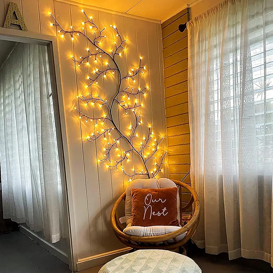 Enchanted Flexible LED Willow Vines for Christmas Room Decor, 7.5FT Lights for Walls and Bedrooms (No Remote)