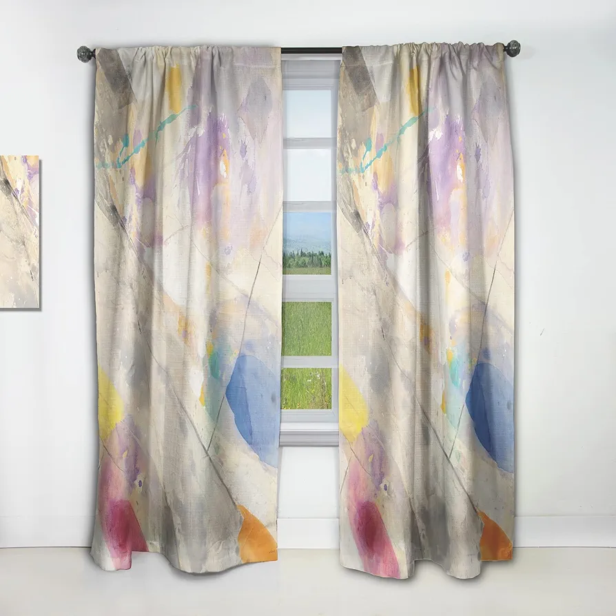 Curtains 'Spring Minimalist Confetti I' Curtains for Bedroom, Curtains for Living Room, Curtains & Drapes - Thermal Insulated - Single Panel-52x120