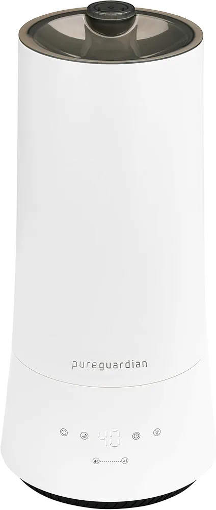 PureGuardian 90-Hour, 1.6 Gallon Top Fill Cool Mist Ultrasonic Humidifier for Large Rooms with Humidistat, 12-Hour Timer, Aroma Tray Bedroom, Living Room, Office, White, H997W