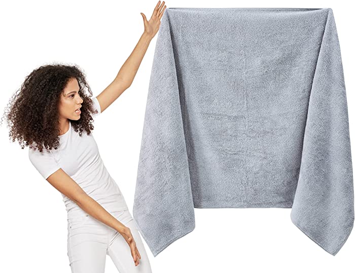 Textilom 100% Turkish Cotton Oversized Luxury Bath Sheets, Jumbo & Extra Large Bath Towels Sheet for Bathroom and Shower with Maximum Softness & Absorbent ( 40 x 80 inches )- Light Grey