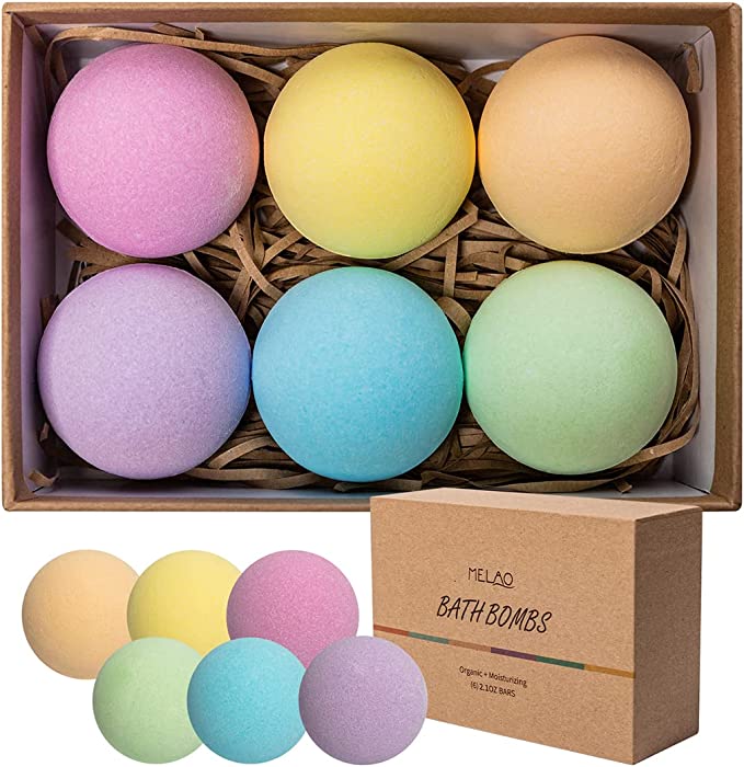 Bath Bombs, 6PCS Bath Bomb Gift Set with Vegan Natural Essential Oils & Coconut Oil & Shea Butter, Shower Bombs for Moisturize Skin & Bubble Bath, Ideas for Women, Moms, Valentine's Day, Christmas