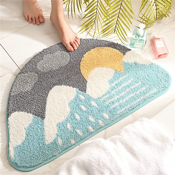 Ankah Bathroom Rug, Extra Soft Absorbent, Non Slip Bath Mat, Carpet for Tub, Shower, Bath Room, 17.8 x 29 Inch, Sky